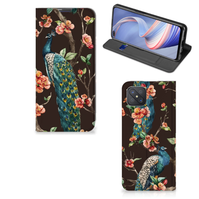 OPPO Reno4 Z 5G Hoesje maken Pauw met Bloemen OPPO Reno4 Z 5G Hoesje maken Pauw met Bloemen