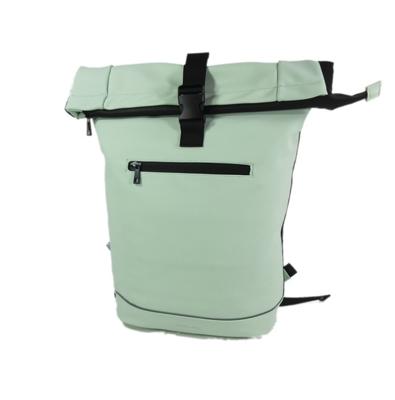 Roltop rugzak Leek 17 inch mat rubber PU mint green