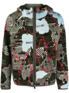 Moncler Grenoble graphic-print zip-up hooded jacket - Vert