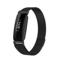 By Qubix - Compatible met Fitbit Inspire 2 & Ace 3 Milanese bandje - Maat: Small - Zwart - Compatible fitbit bandje