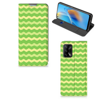 OPPO A74 4G Hoesje met Magneet Waves Green - thumbnail