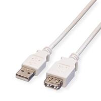 Value 11998949 USB 2.0 kabel, type A stekker op A bursh, 1,8 m wit
