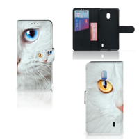 Nokia 2.2 Telefoonhoesje met Pasjes Witte Kat