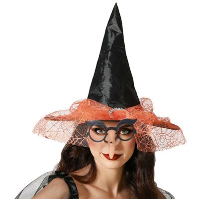 Verkleedkleding set Dames - Heks - Hoge hoed en heksenneus met bril Verkleedkleding set Dames - Heks - Hoge hoed en heksenneus met bril