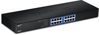 Trendnet, TEG-S16D, Gigabit GREENnet, switch, ongebeheerd, 10/100/1000 Mbps, desktop-switch, 802.p QoS, wit 16-voudig. 16-Port zwart