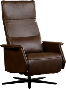 Bruine leren moderne relaxfauteuil Mojo - staal zwart frame met stervoet - zithoogte hoog - Granada leer Chocolate (bruin leer)