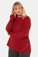 Ulla Popken Pullover, lange mouwen, schuine rits - Grote Maten