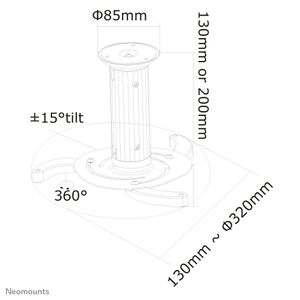 Neomounts BEAMER-C80WHITE beamer plafondsteun