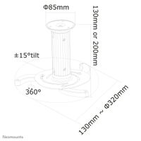 Neomounts BEAMER-C80WHITE beamer plafondsteun - thumbnail