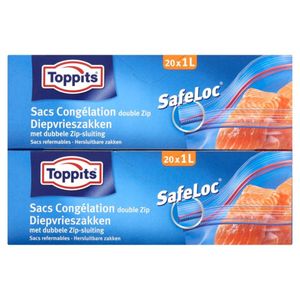 Toppits Safeloc Zip-Diepvrieszakken 1L 6x20 Stuks