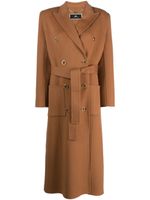 Elisabetta Franchi manteau Daily en laine à taille ceinturée - Marron