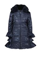 Le Chic Meisjes winterjas ruffel AOP - Bouquet - Navy blauw - thumbnail