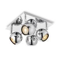 Moderne LED Opbouwspot Bollo - chroom - 32/11.5/14cm - Dimbaar - plafonniere gemaakt van metaal - inclusief LED lichtbron - GU10 fitting - 5W - 390lm - 3000K - warm wit licht