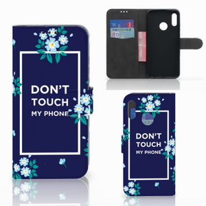 Honor 10 Lite Portemonnee Hoesje Flowers Blue DTMP