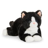 Knuffeldier kat/poes - zachte pluche stof - premium kwaliteit knuffels - zwart/wit - 30 cm