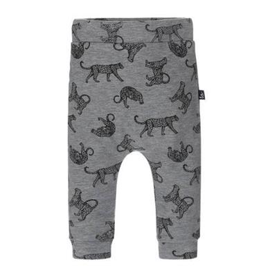 Babystyling baby slim fit broek met dierenprint grijs/zwart