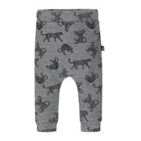 Babystyling baby slim fit broek met dierenprint grijs/zwart
