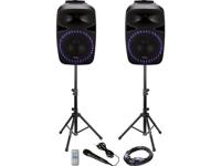Ibiza Sound PKG12A Actieve PA-luidsprekerset Bluetooth, incl. microfoon, Ingebouwd lichteffect
