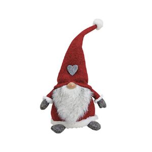 Pluche gnome/dwerg decoratie pop/knuffel wit/rood/grijs 16 x 20 x 40 cm   -