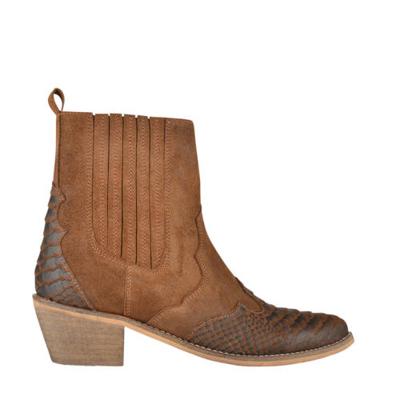 PS Poelman Tartor leren cowboylaarzen met slangenprint bruin