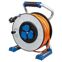 as - Schwabe IronCoat Xperts Metallkabeltrommel 40m mit Schutzkontaktstecker, 3 Schutzkontaktdosen mit Sicherheitsklappdeckeln 230V, 16A, H07BQ-F 3G1,5, max. 3500W, Made in Germany, IP44, 23328