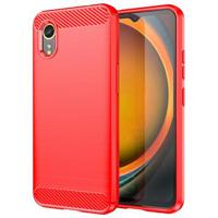 Samsung Galaxy Xcover7 Geborsteld TPU Hoesje - Koolstofvezel - Rood - thumbnail