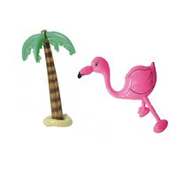 Opblaasbare tropische set palmboom en flamingo