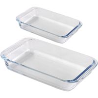 Ovenschaal set 2-delig - rechthoek - glas - 1L en 3L