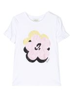 Lanvin Enfant t-shirt orné de sequins à fleurs - Blanc