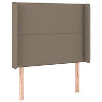 vidaXL Hoofdbord met randen 93x16x118/128 cm stof taupe, hoofdeinde, houten hoofdeinde, bedonderdeel, houten hoofdbord, slaapkamermeubel