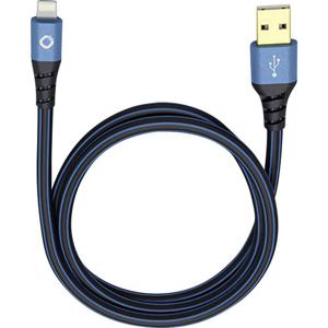 Oehlbach Apple iPad/iPhone/iPod Aansluitkabel [1x USB-A 2.0 stekker - 1x Apple dock-stekker Lightning] 3.00 m Blauw, Zwart