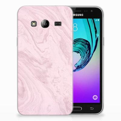 Samsung Galaxy J3 2016 TPU Siliconen Hoesje Marble Pink - Origineel Cadeau Vriendin Samsung Galaxy J3 2016 TPU Siliconen Hoesje Marble Pink - Origineel Cadeau Vriendin