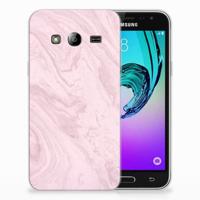 Samsung Galaxy J3 2016 TPU Siliconen Hoesje Marble Pink - Origineel Cadeau Vriendin