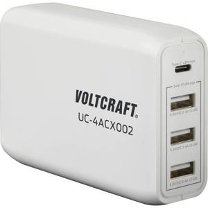 VOLTCRAFT UC-4ACX002 USB-oplader 62 W Thuis Uitgangsstroom (max.) 3400 mA Aantal uitgangen: 4 x USB, USB-C bus (Power Delivery)