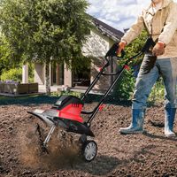 Elektrische Grondfrees Tuinfrees met 6 Hakmessen 22 cm werkdiepte en 43 cm werkbreedte 400 omw/m 1500 W Rood en Zwart