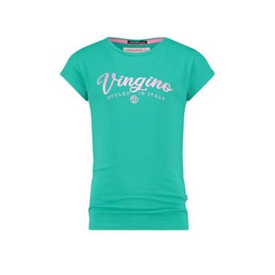 Vingino Essentials T-shirt met logo donker mintgroen
