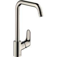 Hansgrohe Focus E2 keukenkraan met hoge draaibare uitloop instelbaar 110 150 en 360 RVS look 31820800