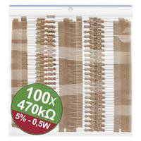 Quadrios 22P125 22P125 Koolfilmweerstand assortiment 470 kΩ Axiaal bedraad 0.5 W 5 % 1 set(s)