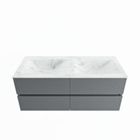 MONDIAZ VICA-DLUX 120cm badmeubel onderkast Plata 4 lades. Inbouw wastafel CLOUD dubbel 2 kraangaten, kleur Opalo.