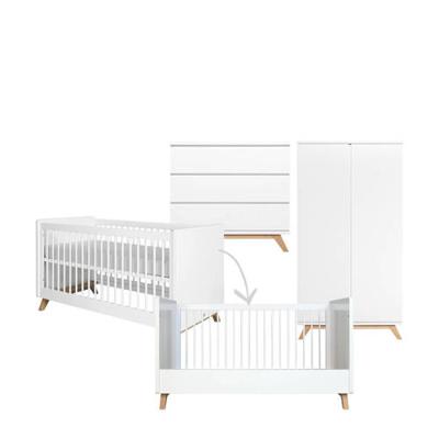 Bopita 3-delige meegroeikamer greeploos wit/naturel Lynn