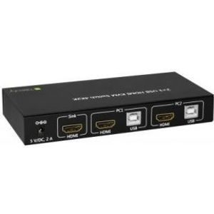 Techly 2x1 USB HDMI KVM Switch 4Kx2K IDATA KVM-HDMI2U Zwart KVM-switch