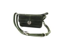 Handgemaakte leren schouder festivaltasje raider #07 groen