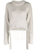 Ports 1961 pull en maille nervurée à logo brodé - Gris