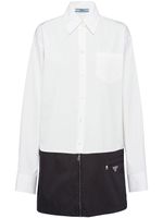 Prada robe-chemise bicolore à design à empiècements - Blanc