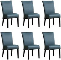 Set van 6 Blauwe leren landelijke eetkamerstoelen Just - Toledo Leer Whale (blauw leer) - thumbnail