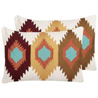 Beliani-DANAPUR -Sierkussen set van 2-Multicolor-40 x 60 cm-Katoen