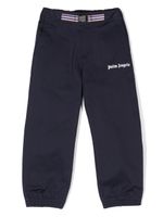 Palm Angels Kids pantalon ceinturé à logo imprimé - Bleu