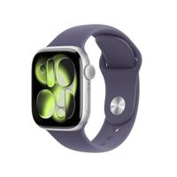 Apple Watch Series 11 GPS 42 mm Smartwatch met kast van zilverkleurig aluminium, zachtpaars sportbandje (S/M). Slaapscore, conditie bijhouden, gezondheid monitoren, Always‑On display, waterbestendig