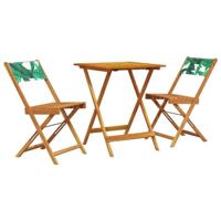 vidaXL 3-delige Bistroset bladpatroon stof en massief hout, loungeset, loungeset tuin, loungeset buiten, tuinset, terrasset, tuinset lounge