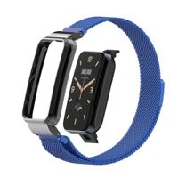 By Qubix - Milanese loop bandje met case - Blauw - Xiaomi Smart Band 7 Pro